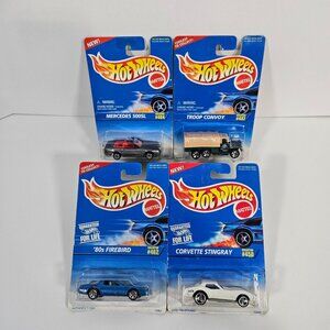 Vintage 1996 Hot Wheels Collector Cars Lot of 4 Mercedes Firebird Corvette NIP